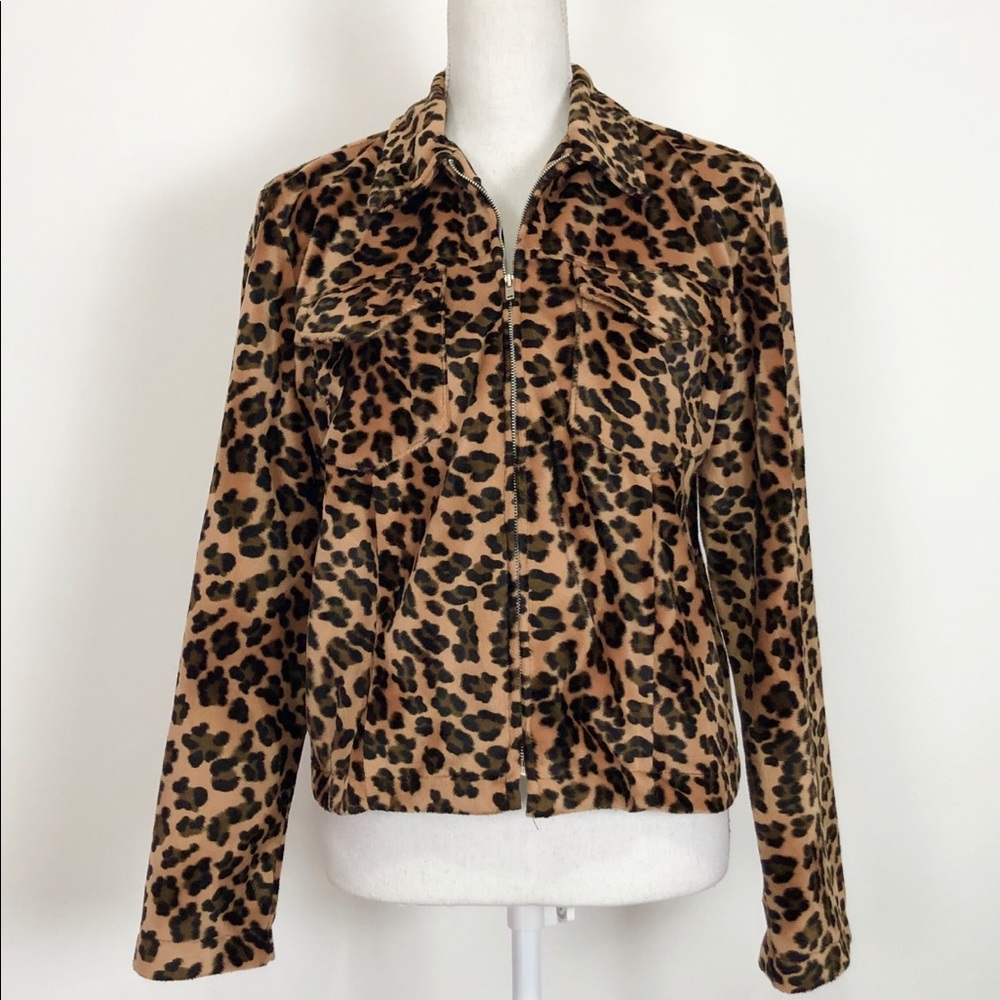 David Paul Leopard Print Zip Front Top Or Jacket - image 1